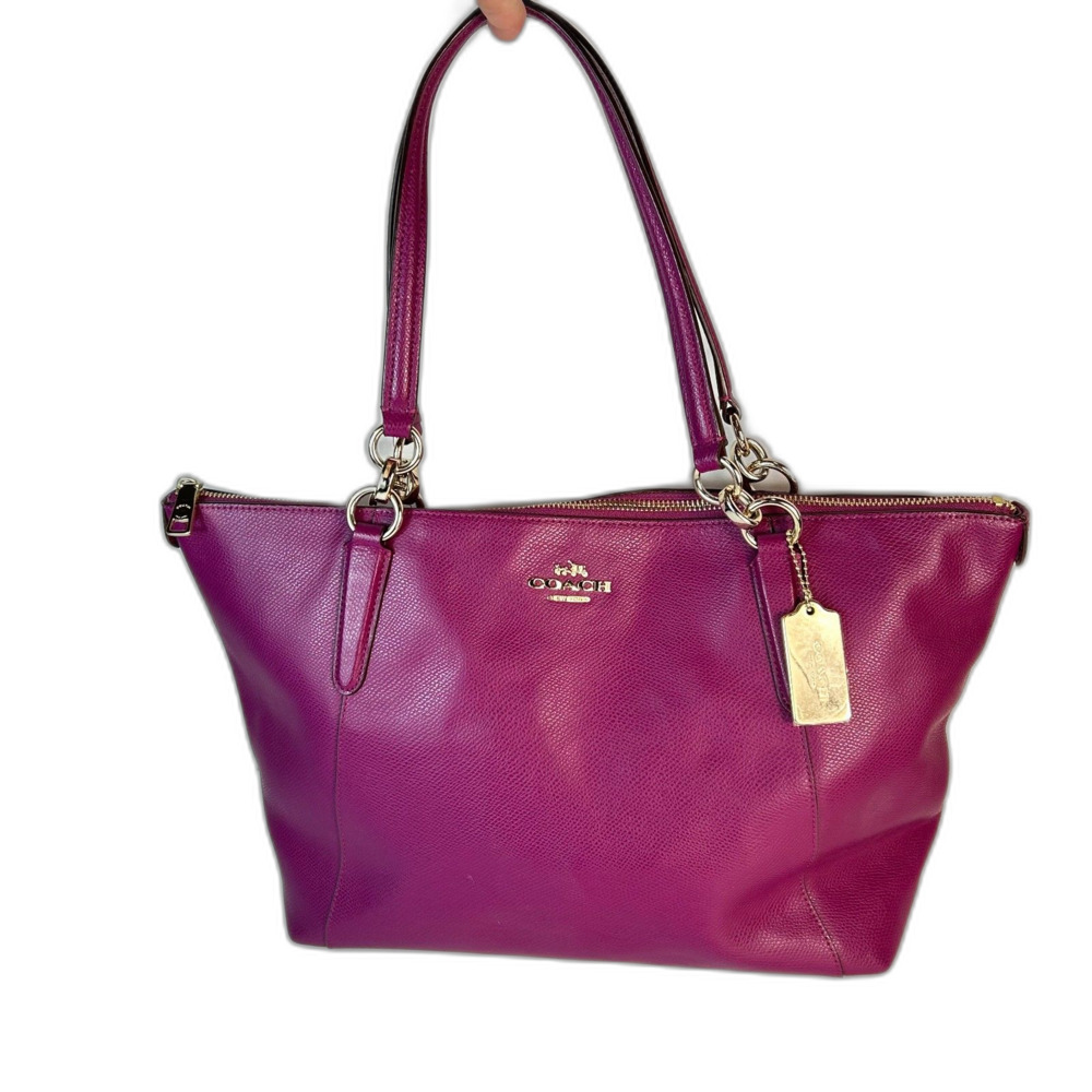 Coach Women's Magenta Purple Pebble Leather Ava Tote Bag